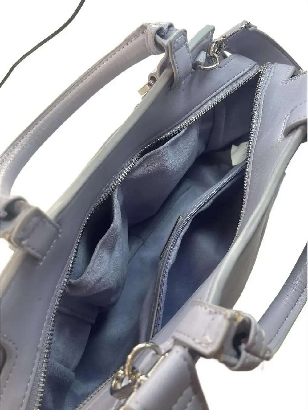 Steve Madden Satchel Crossbody Bag Blue Purse with Silver Chain Charm Details